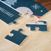 Laat het Snow Cute Animal Pattern met de naam Blue Legpuzzel (Zijkant)