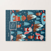Laat het Snow Cute Animal Pattern met de naam Blue Legpuzzel (Horizontaal)