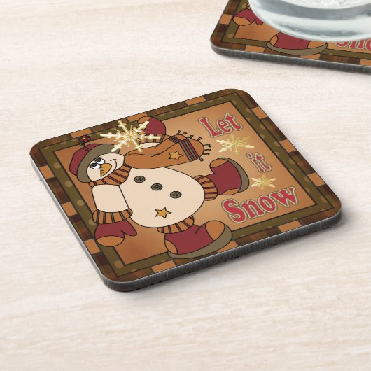 Laat het Snow Holiday Snowman | Kerstmis Bier Onderzetter (Linkerzijde)