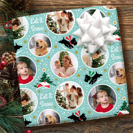 Laat het Snow Scottie Dog Fun Custom Photo Mint Cadeaupapier