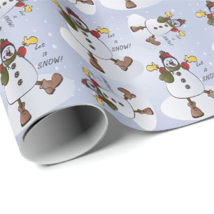 Laat het Snow Snowman Kerstmis gaan Cadeaupapier