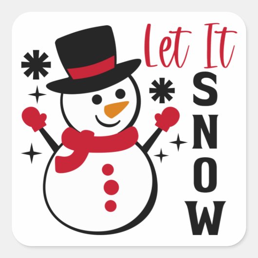 Laat het Snow Snowman Vierkante Sticker (Voorkant)