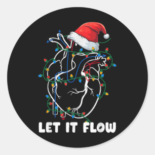Laat het stromen Anatomie Hart Cardiac Nurse Santa Ronde Sticker