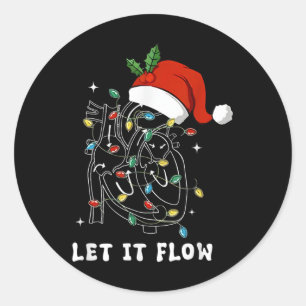 Laat het stromen Kerst Cardiac Nurse Hart Anatomie Ronde Sticker