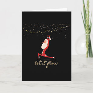 Laat het stromen Yoga Santa Asana Gouden Confetti Kaart