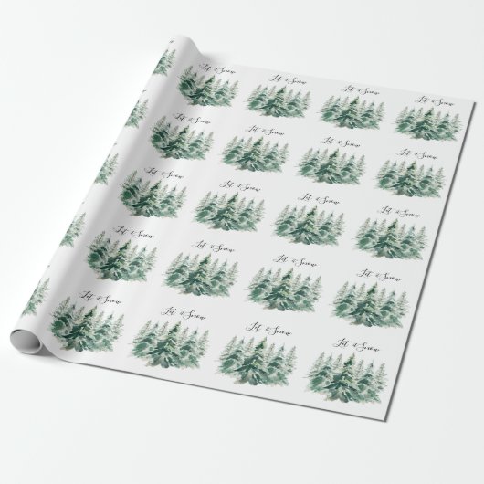 Laat het Waterverf kerstbomen sneeuwen Cadeaupapier (Uitgerold)
