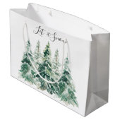 Laat het Waterverf kerstbomen sneeuwen Groot Cadeauzakje (Achterkant Gekanteld)
