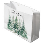 Laat het Waterverf kerstbomen sneeuwen Groot Cadeauzakje (Voorkant Gekanteld)