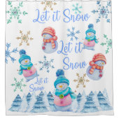 Laat het Waterverf Snowman Showgordijn sneeuwen Douchegordijn (Voorkant)