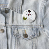 Laat het winterfeest Snowman Sneeuwen Ronde Button 5,7 Cm (In situ)