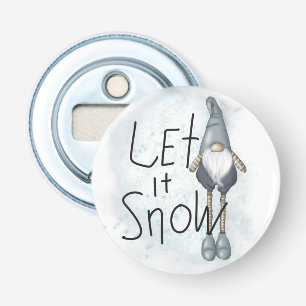Laat het wintergnome sneeuwen button flesopener