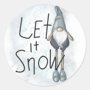 Laat het wintergnome sneeuwen ronde sticker