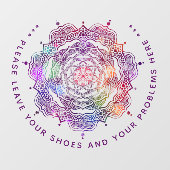 Laat hier uw schoenen en uw problemen achter raamsticker (Vel)