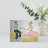 Laat iedereen de twist swing dansers doen briefkaart (Staand voorkant)