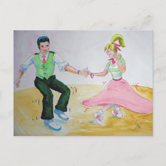 Laat iedereen de twist swing dansers doen briefkaart (Voorkant)