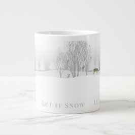 Laat is sneeuw, Winter Woodland Scene met Deer Extra Grote Beker