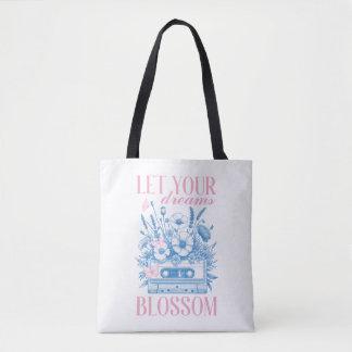 Laat je dromen bloeien Bloemen Roze Blauw Draagtas
