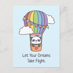 Laat je dromen vliegen, Panda-hete luchtballon Briefkaart