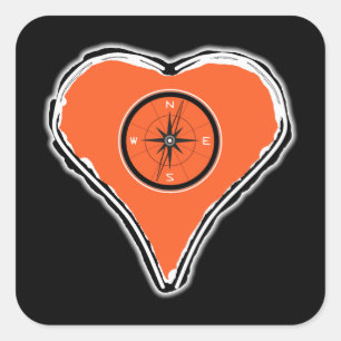 Laat je hart je kompas-vierkant-sticker zijn vierkante sticker