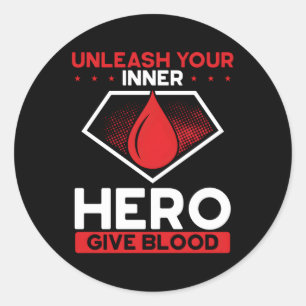 Laat je innerlijke held bloeddonor geven ronde sticker
