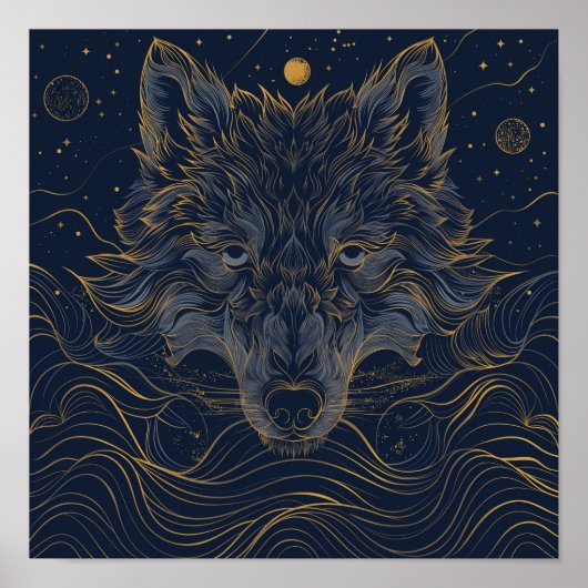 Laat je innerlijke wolf los: Zodiac Wolf Poster (Voorkant)