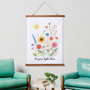 Laat je licht bloemen en zon schijnen hangend wandkleed