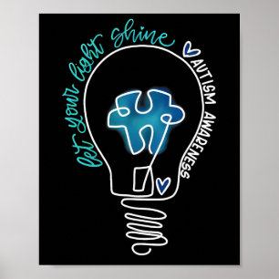 Laat je licht het bewustzijn van autisme schijnen poster