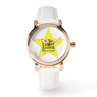 Laat je licht schijnen Bijbelvers Gele Ster Horloge