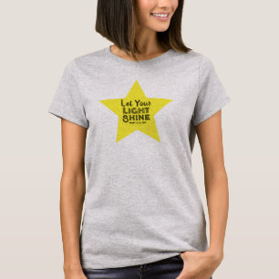 Laat je licht schijnen Bijbelvers gele sterren T-shirt