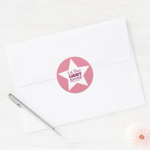 Laat je licht schijnen Bijbelvers witte ster roze Ronde Sticker