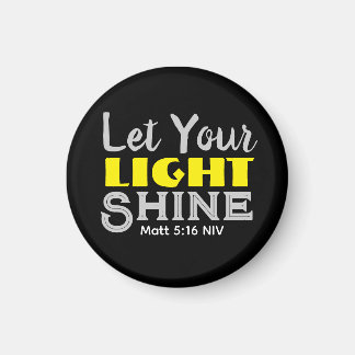 Laat je licht schijnen Bijbelvers Zwart en Geel Magneet