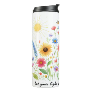 Laat je licht schijnen bloemen en zon gepersonalis thermosbeker