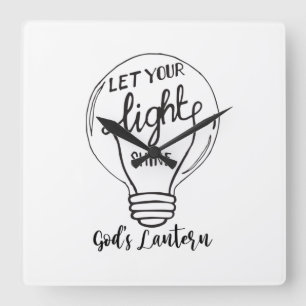 Laat je licht schijnen met Gods lampjes Vierkante Klok
