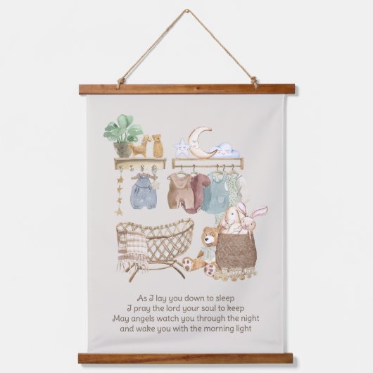Laat je neerslapen in Prayer Boho Baby Nursery Hangend Wandkleed (Voorkant)