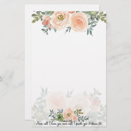 Laat je nooit waterverf florale briefpapier (Voorkant / Achterkant)