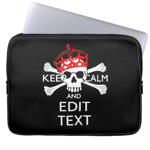 Laat je tekst Keep Calm Crossbones Schedel Laptop Sleeve