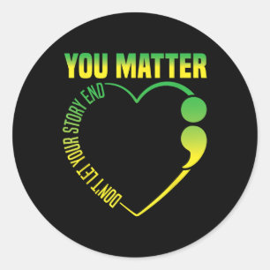 Laat je verhaal eindigen met een seminar over gees ronde sticker