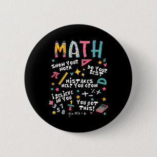 Laat je werk zien Grappige wiskundeleraar Eerste d Ronde Button 5,7 Cm
