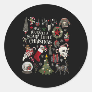 Laat jezelf een eng klein Kerstmis Skelet Sp Ronde Sticker