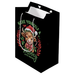 Laat jezelf een Mooey klein Kerstmis Hoogland Koe Medium Cadeauzakje
