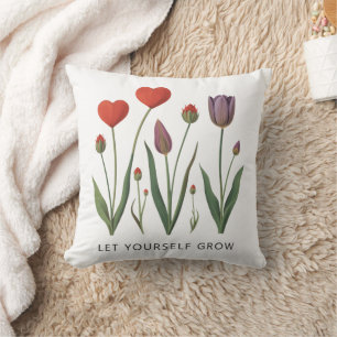 Laat jezelf groeien bloemhart tulpen kunst kussen