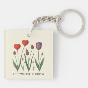 Laat jezelf groeien bloemhart tulpen kunst sleutelhanger