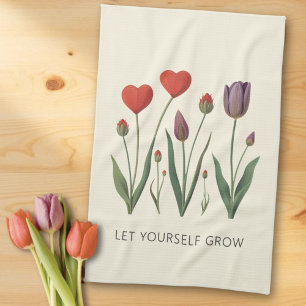 Laat Jezelf Groeien Bloemhart Tulpen Kunst Theedoek