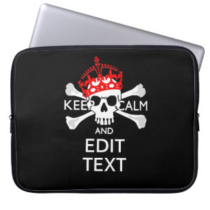 Laat Jouw tekst kalm beenderen schedel houden Laptop Sleeve