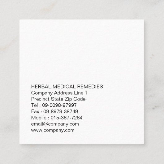 Laat kruidengeneeskunde kruiden vierkante visitekaartje (Achterkant)