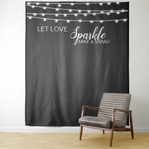 Laat liefde fonkelen foto booth banner Tapijt Wandkleed