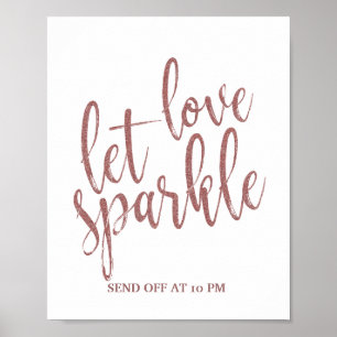 Laat liefde fonkelen Roze Gouden Glitter Huwelijks Poster