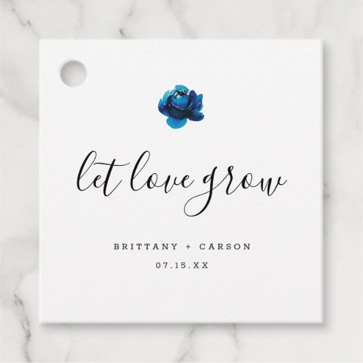 Laat Liefde groeien Blue Peony bruiloft dank u Bedankjes Labels (Voorkant)