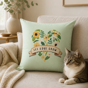 Laat Liefde Groeien Botanisch Hart Kussen