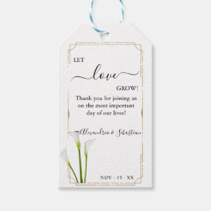 Laat liefde groeien Calla Lily groen bruiloft guns Cadeaulabel